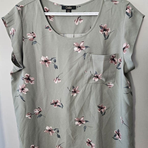 Dalia Tops - Dalia Sage Green Floral Blouse Size L